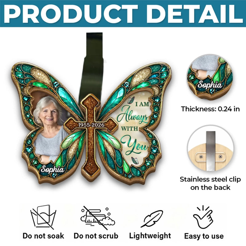 Personalized Photo Car Visor Clip – Sympathy Gift – Butterfly Kisses From Heaven