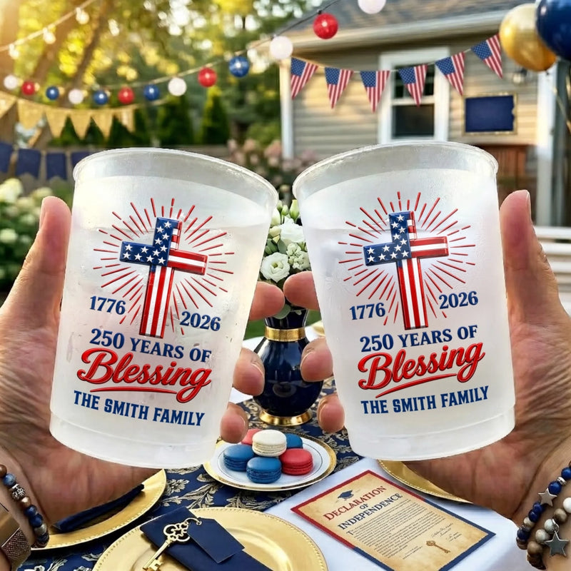 Personalized America 250th Anniversary Party Cups – Gifts For Family Members – Family Freedom Fiesta