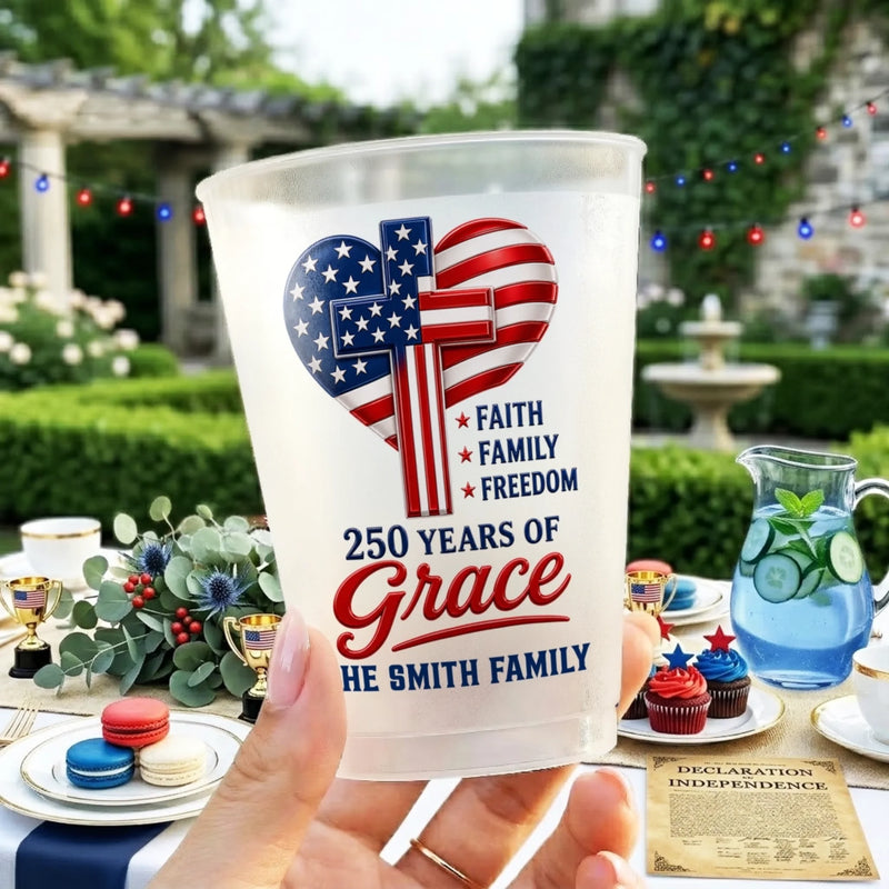 Personalized America 250th Anniversary Party Cups – Gifts For Family Members – Family Freedom Fiesta
