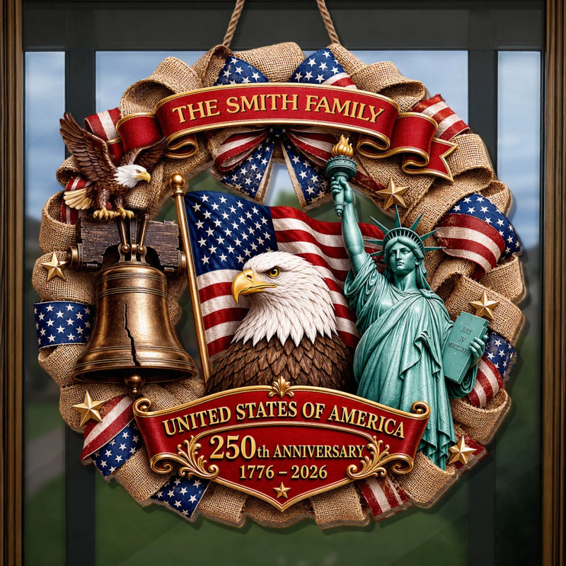 Personalized America 250th Anniversary Wood Sign – Gifts For Family Members – Faith, Family And Freedom
