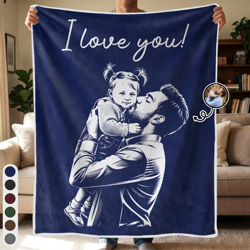 Personalized Photo Blanket - Gifts For Dad, Grandpa - Thank You For Everything, Dad