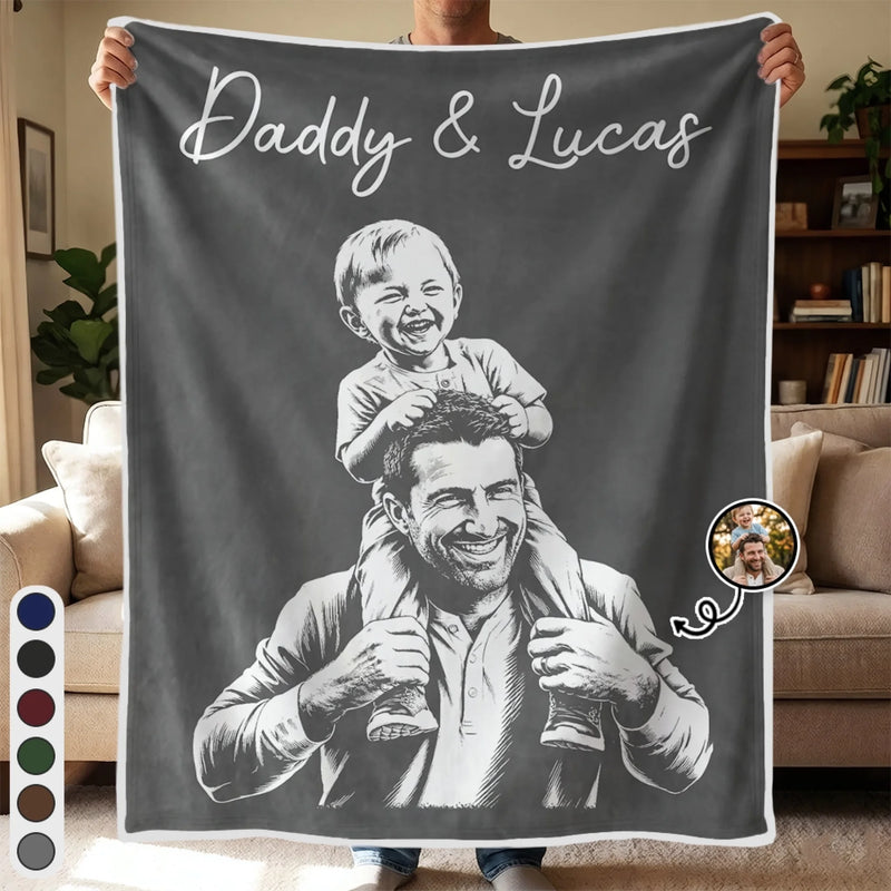 Personalized Photo Blanket - Gifts For Dad, Grandpa - Thank You For Everything, Dad