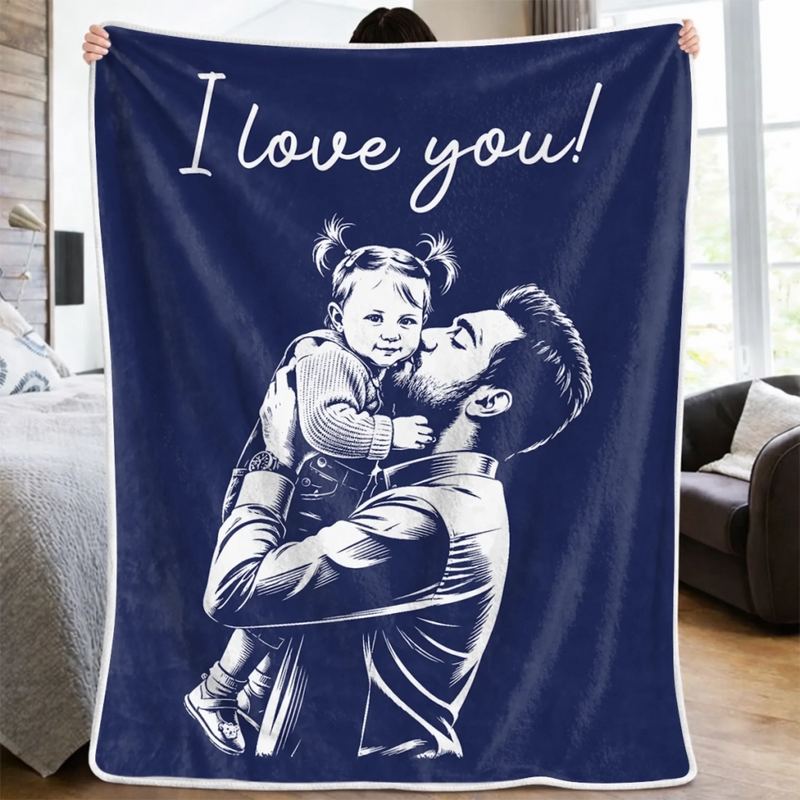 Personalized Photo Blanket - Gifts For Dad, Grandpa - Thank You For Everything, Dad