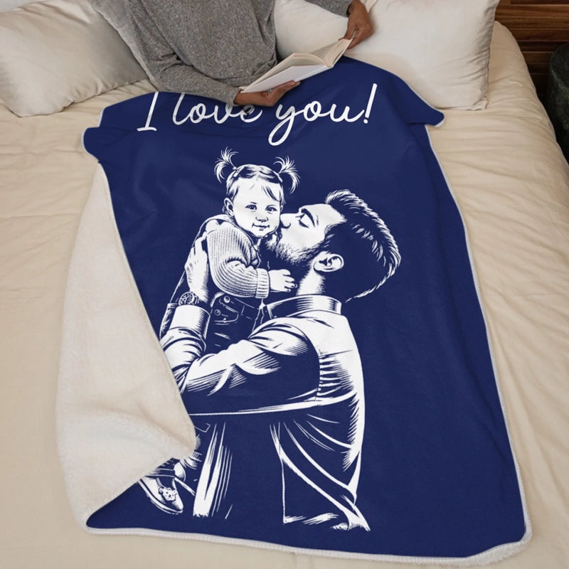Personalized Photo Blanket - Gifts For Dad, Grandpa - Thank You For Everything, Dad