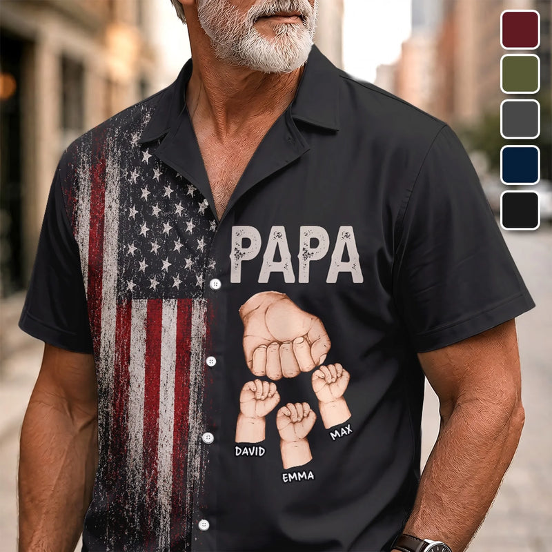 Personalized America 250th Anniversary Unisex Tropical Hawaiian Aloha Shirt - Gifts For Dad, Grandpa - Freedom Family Dad