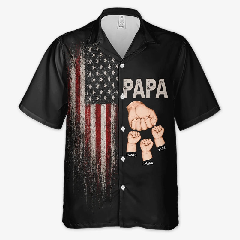 Personalized America 250th Anniversary Unisex Tropical Hawaiian Aloha Shirt - Gifts For Dad, Grandpa - Freedom Family Dad