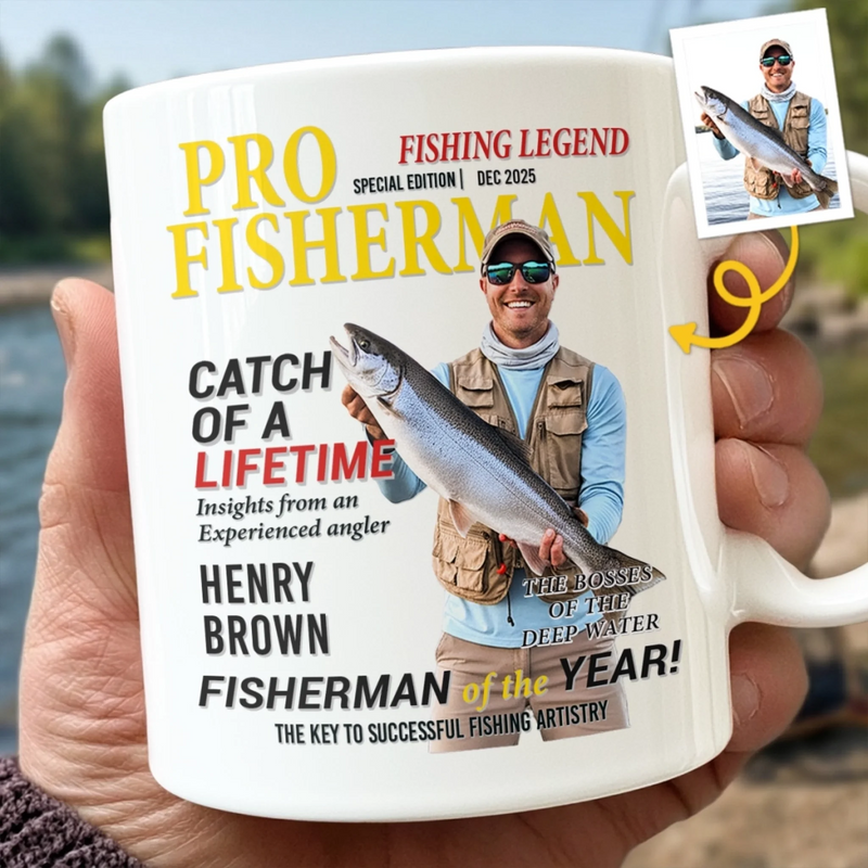 Personalized Photo Magazine Mug - Gifts For Fisherman - Hooked On A Good Day