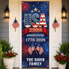 Personalized America 250th Anniversary Door Cover -  Gifts For Family Members - Stars Stripes Proud Hearts