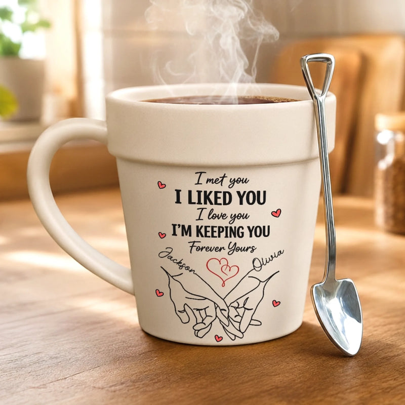 Personalized Plant Pot Ceramic Mug – Garden Gifts For Couple – A Promise Kept Forever