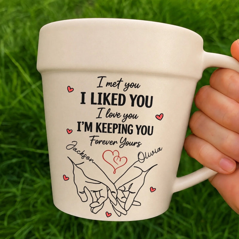 Personalized Plant Pot Ceramic Mug – Garden Gifts For Couple – A Promise Kept Forever