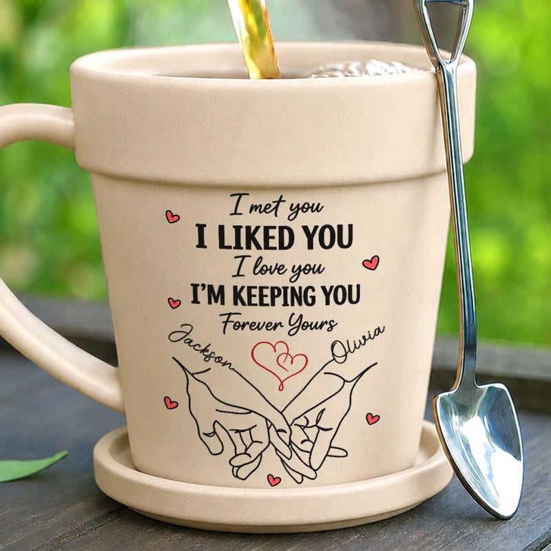 Personalized Plant Pot Ceramic Mug – Garden Gifts For Couple – A Promise Kept Forever