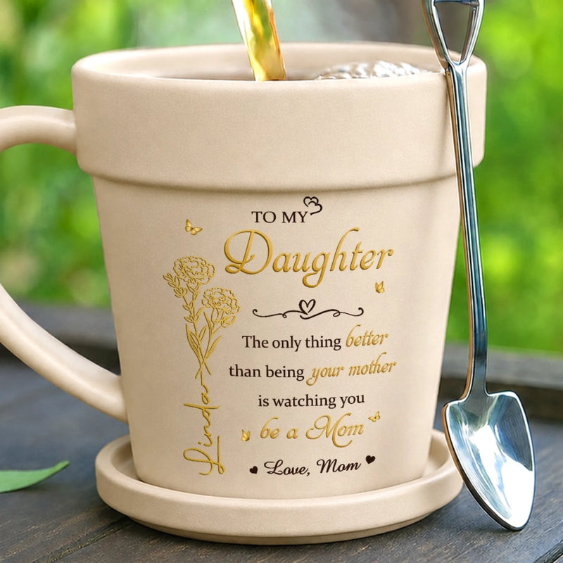 Personalized Plant Pot Ceramic Mug – Garden Gifts For Gardeners, Daughter – Your Growth Is My Joy