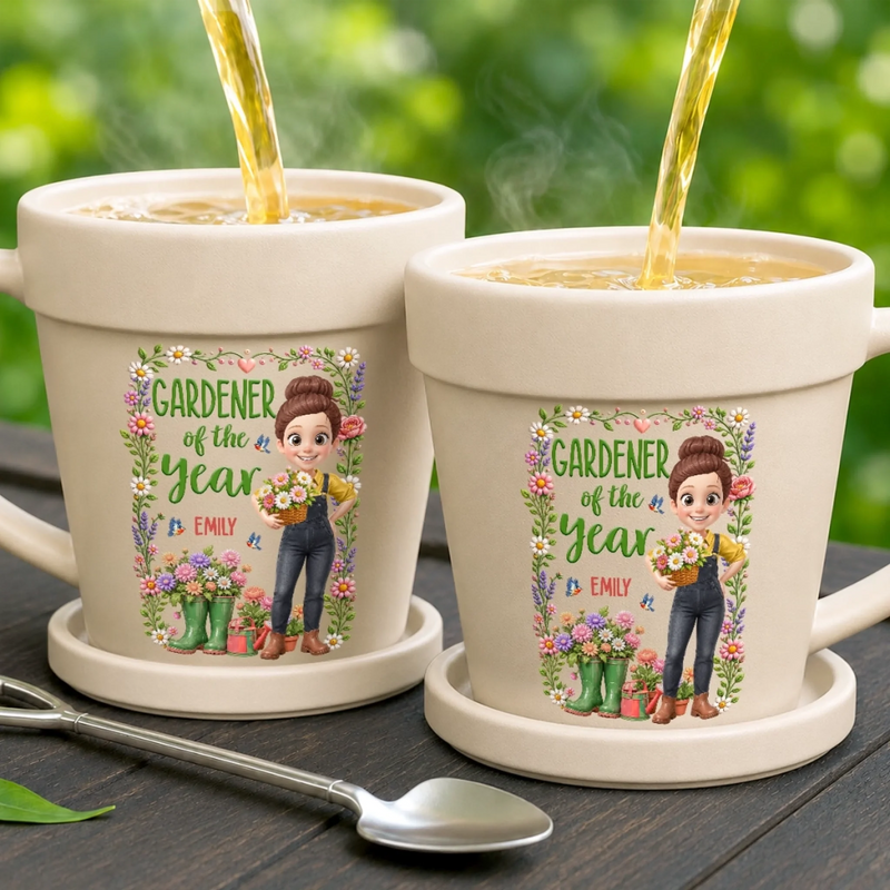 Personalized Plant Pot Ceramic Mug – Garden Gifts For Gardeners – Master Of The Little Backyard