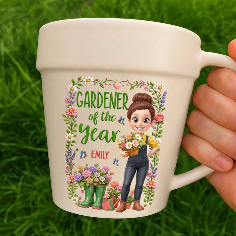 Personalized Plant Pot Ceramic Mug – Garden Gifts For Gardeners – Master Of The Little Backyard