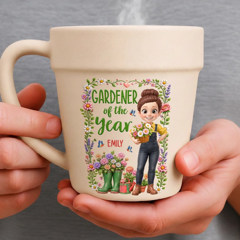 Personalized Plant Pot Ceramic Mug – Garden Gifts For Gardeners – Master Of The Little Backyard