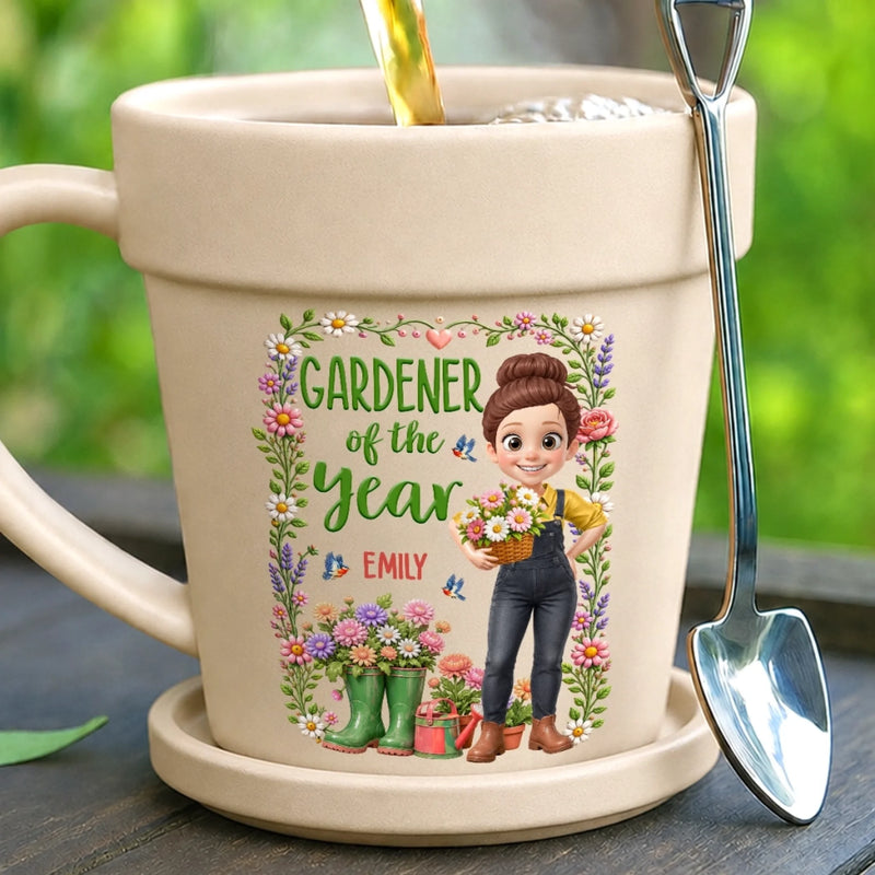 Personalized Plant Pot Ceramic Mug – Garden Gifts For Gardeners – Master Of The Little Backyard