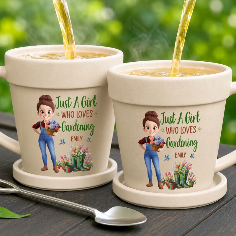 Personalized Plant Pot Ceramic Mug – Garden Gifts For Gardeners – Gardening Is My Therapy