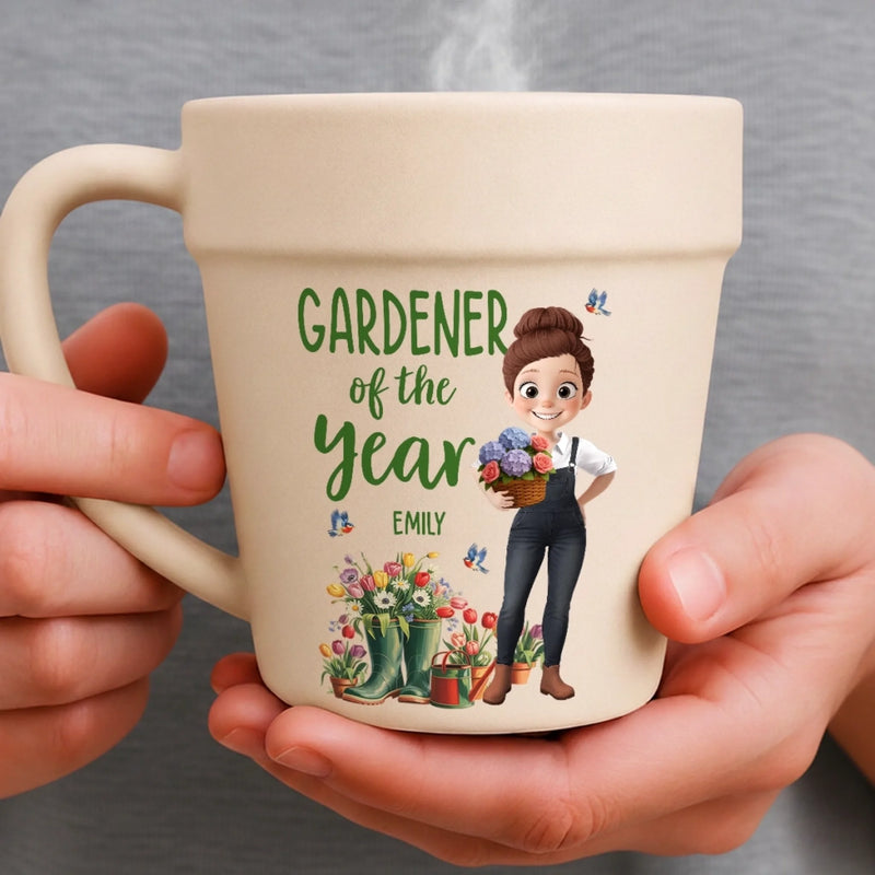 Personalized Plant Pot Ceramic Mug – Garden Gifts For Gardeners – My Happy, Blooming Sanctuary