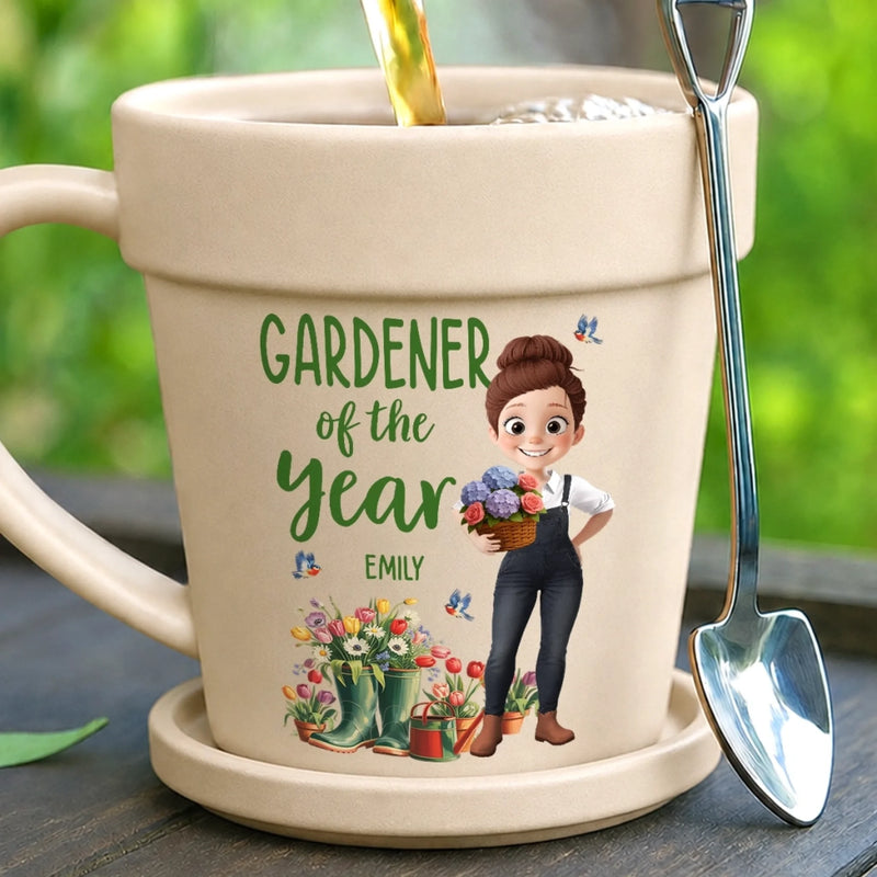 Personalized Plant Pot Ceramic Mug – Garden Gifts For Gardeners – My Happy, Blooming Sanctuary