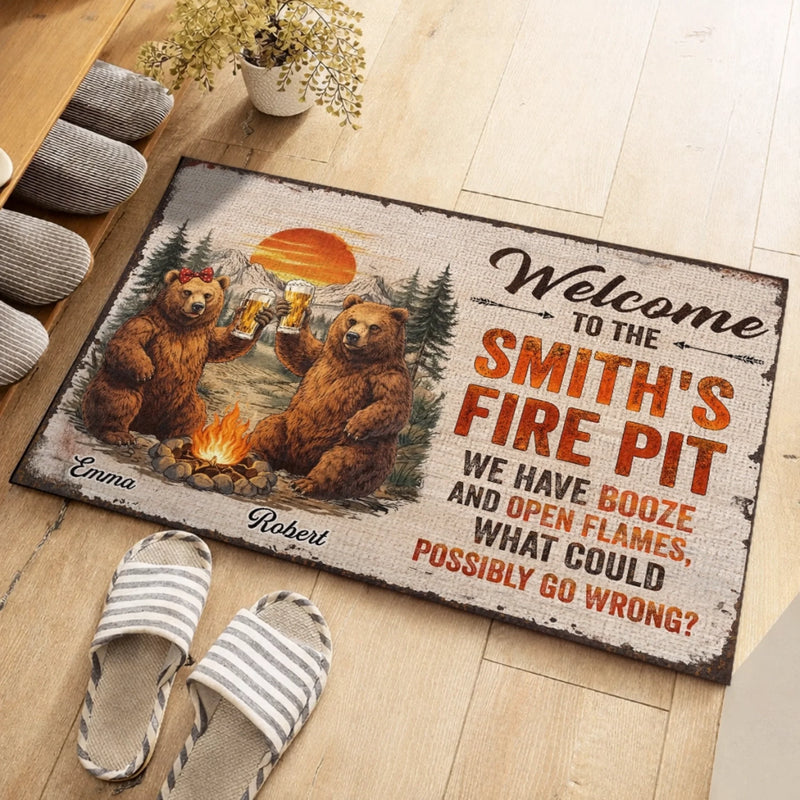 Personalized Decorative Mat – Camping Gifts For Campers, Couple – Gather Around Our Fire Pit
