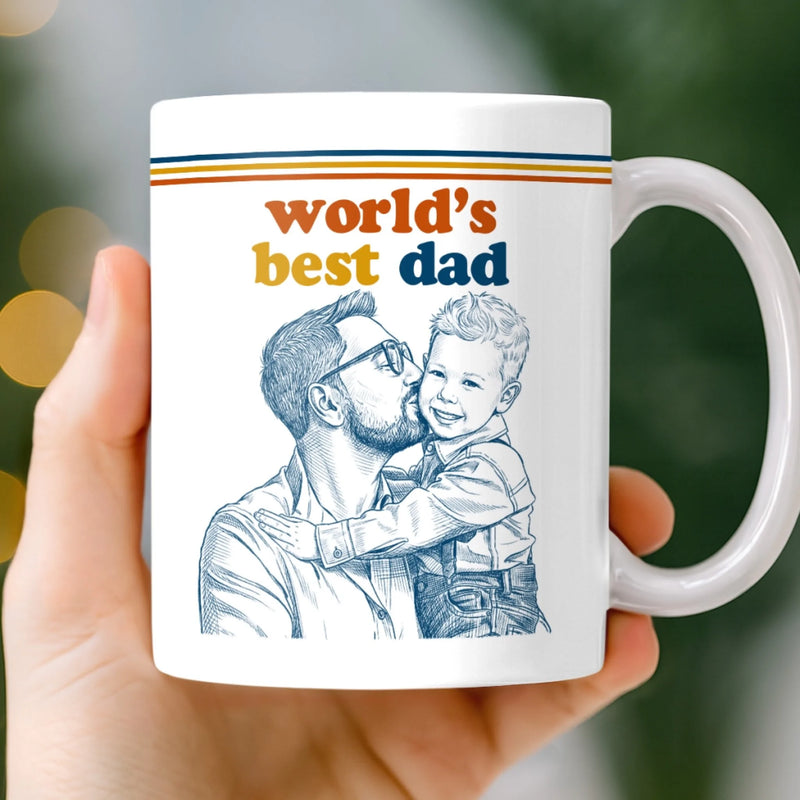Personalized Photo Accent Mug – Gifts For Dad, Grandpa – World’s Best Dad Ever