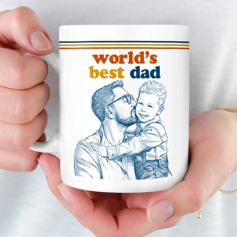 Personalized Photo Accent Mug – Gifts For Dad, Grandpa – World’s Best Dad Ever