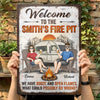 Personalized Metal Sign – Camping Gifts For Campers, Couple – Welcome To Our Fire Pit