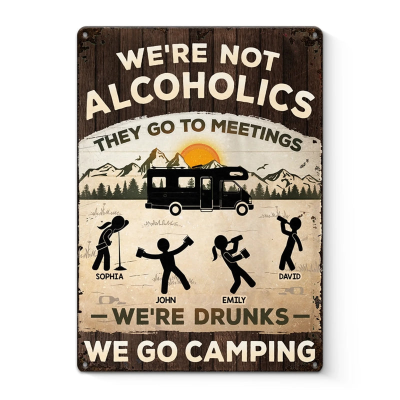 Personalized Metal Sign – Camping Gifts For Campers – Alcoholics Go To Meetings