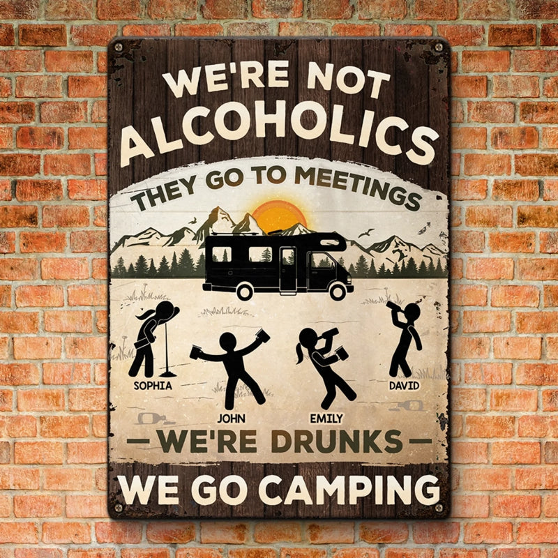 Personalized Metal Sign – Camping Gifts For Campers – Alcoholics Go To Meetings