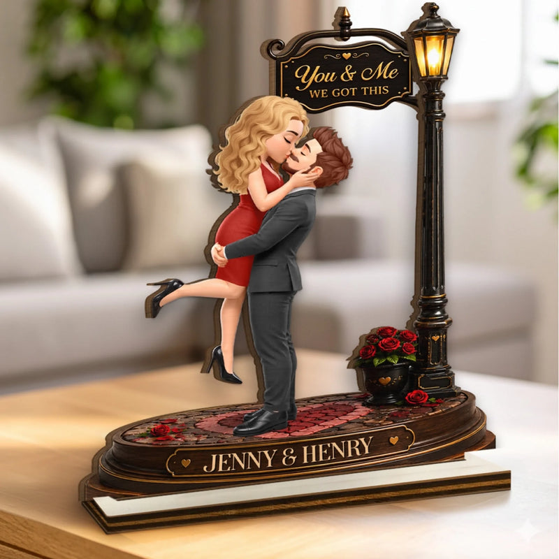 Personalized 2-Layered Wooden Plaque -  Gifts For Couple - Holding You Close Forever