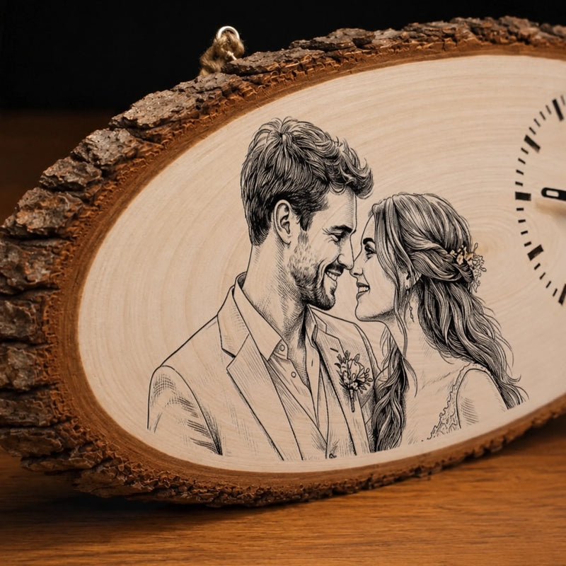 Personalized Photo Rustic Wooden Clock - Gifts For Couple - Their Favorite Moment, Always On Time