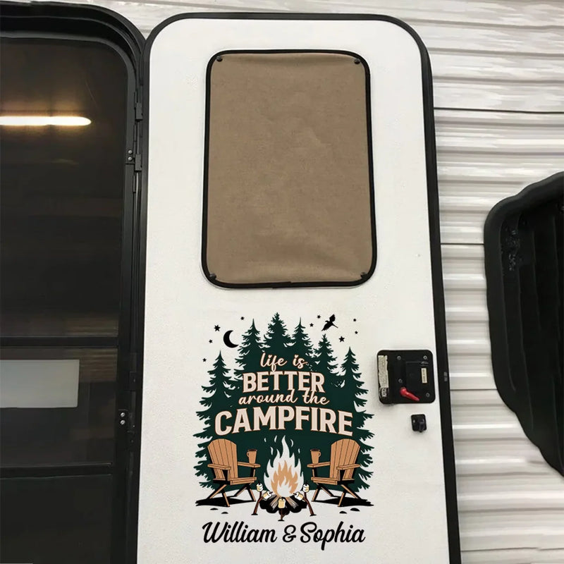 Personalized RV Decal - Gift For Campers - Life Is Better Around The Campfire
