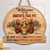 Personalized Shaped Wood Sign - Gifts For Campers, Couple - Booze And Open Flames