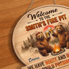 Personalized Shaped Wood Sign - Gifts For Campers, Couple - Booze And Open Flames