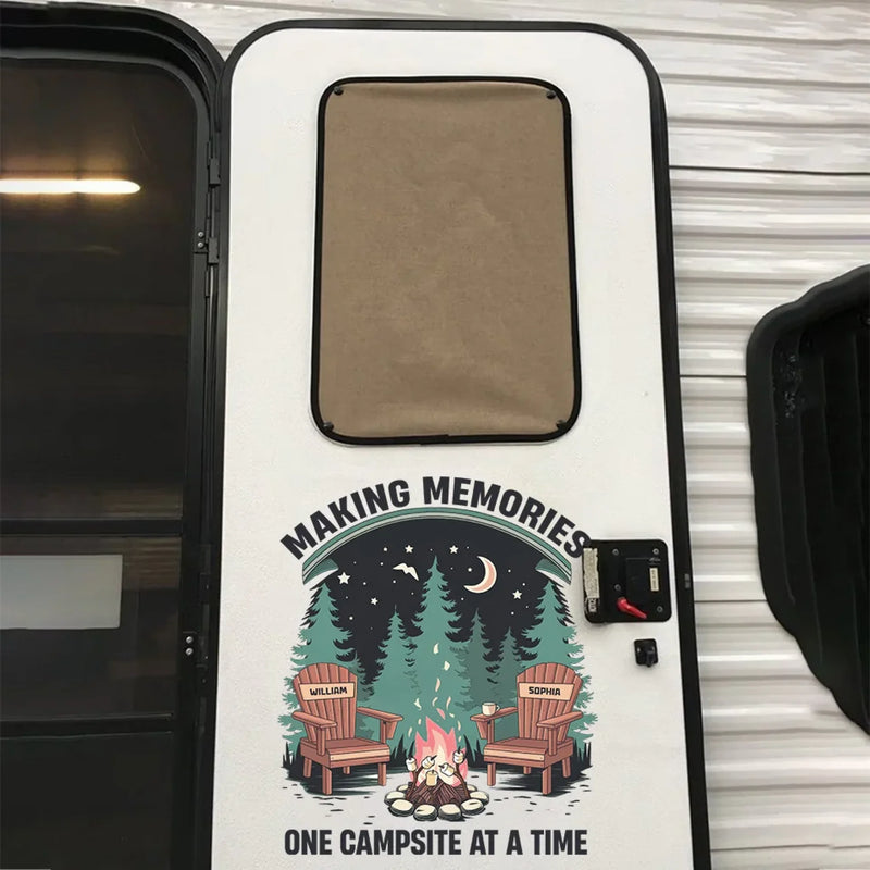 Personalized RV Decal - Gift For Campers - Adventure Begins At The Campfire