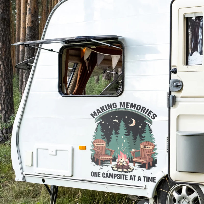 Personalized RV Decal - Gift For Campers - Adventure Begins At The Campfire