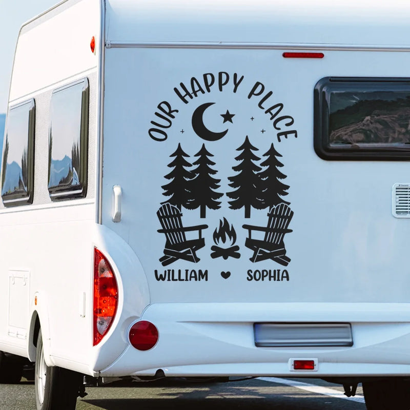 Personalized RV Decal - Gift For Campers - Our Happy Place