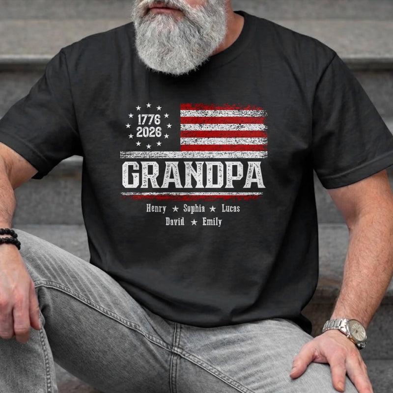 Personalized Unisex T-shirt, Hoodie - Gifts For Grandpa - Patriotic Stars Proud Legacy
