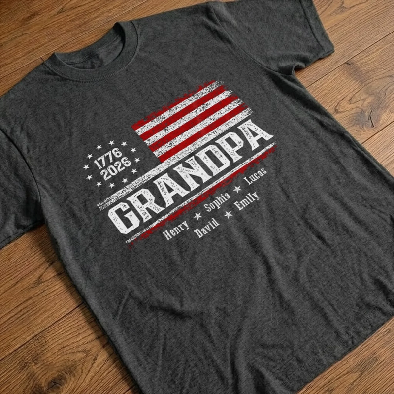 Personalized Unisex T-shirt, Hoodie - Gifts For Grandpa - Patriotic Stars Proud Legacy