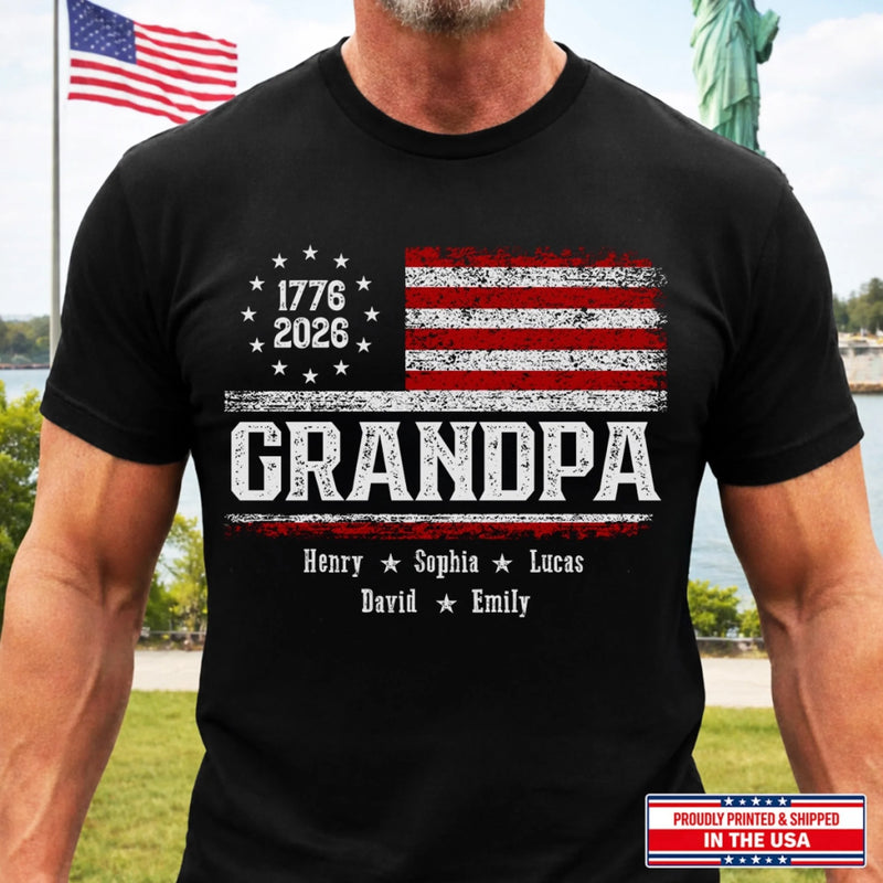Personalized Unisex T-shirt, Hoodie - Gifts For Grandpa - Patriotic Stars Proud Legacy