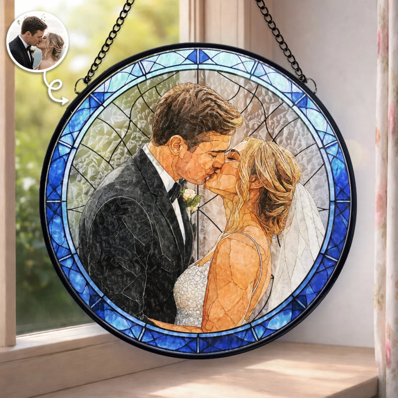 Personalized Photo Stained Glass Window Hanging Suncatcher - Gifts For Couple - Endless Love