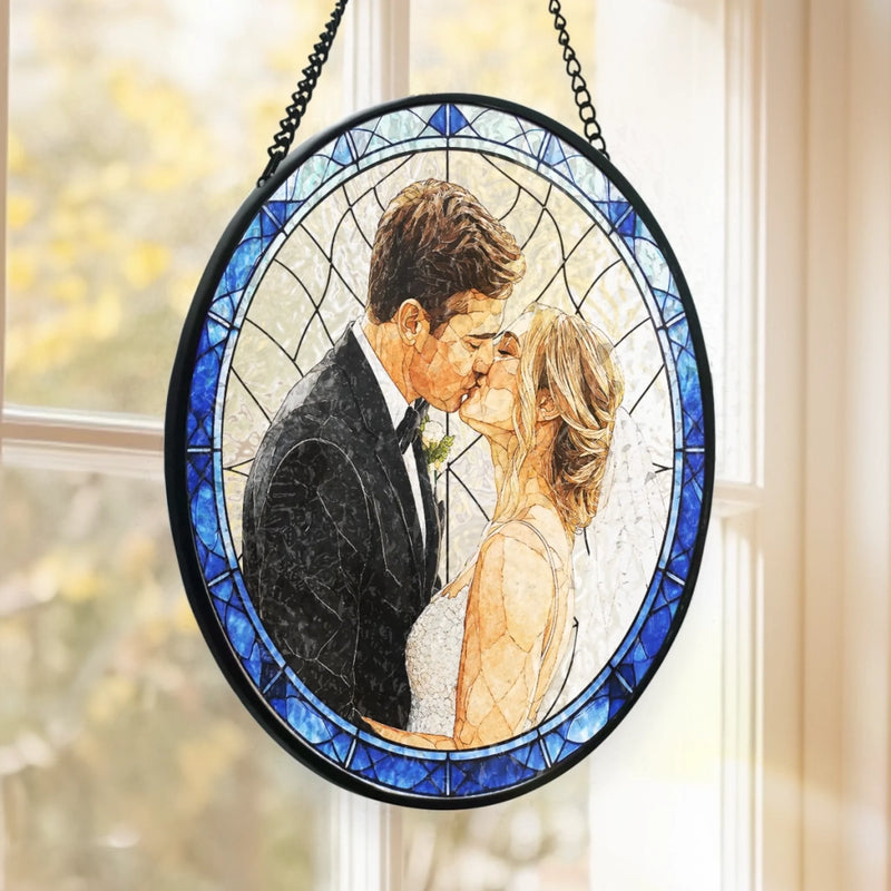 Personalized Photo Stained Glass Window Hanging Suncatcher - Gifts For Couple - Endless Love