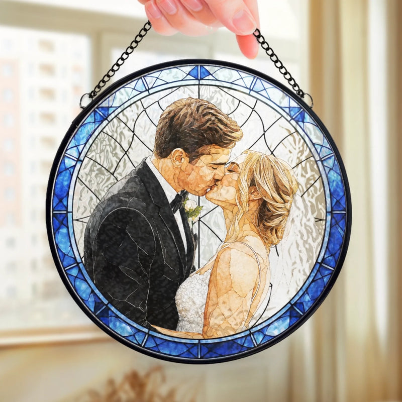 Personalized Photo Stained Glass Window Hanging Suncatcher - Gifts For Couple - Endless Love