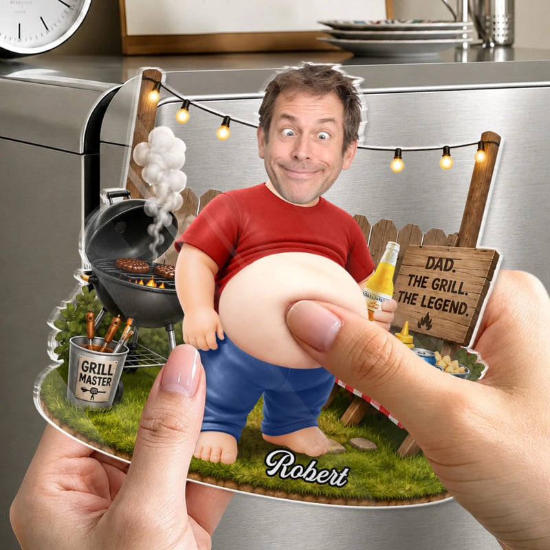 Personalized Photo Dad Bod Belly Squishy Acrylic Fridge Magnet – Gifts For Dad, Grandpa – I Make Dad Jokes Professionally
