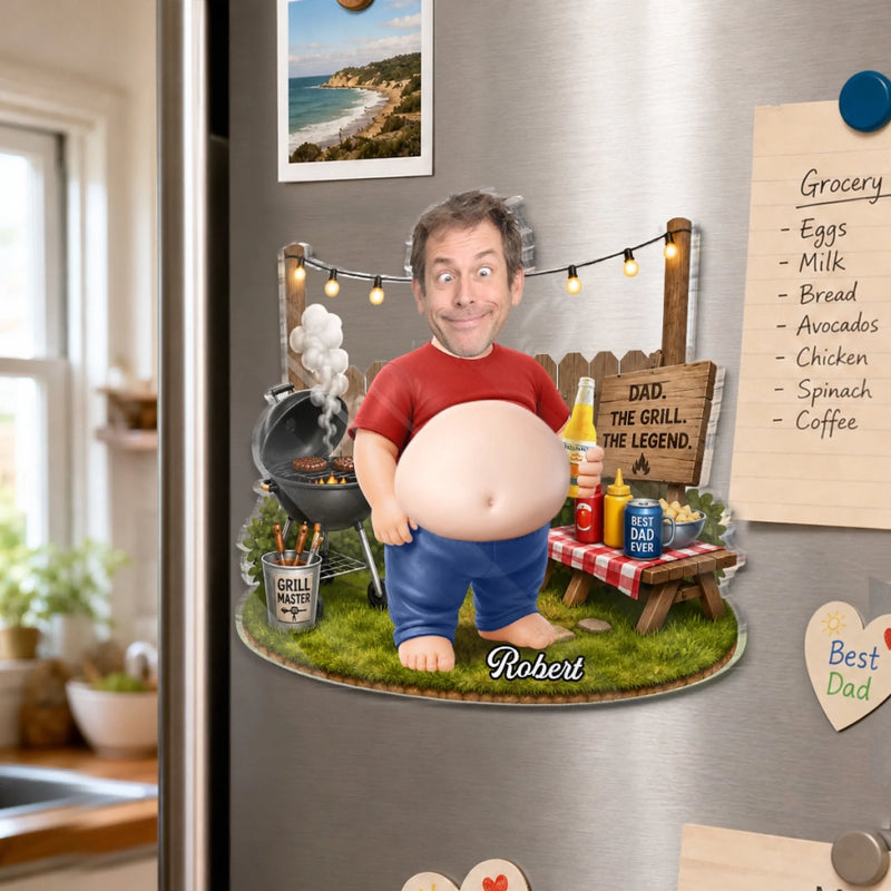 Personalized Photo Dad Bod Belly Squishy Acrylic Fridge Magnet – Gifts For Dad, Grandpa – I Make Dad Jokes Professionally