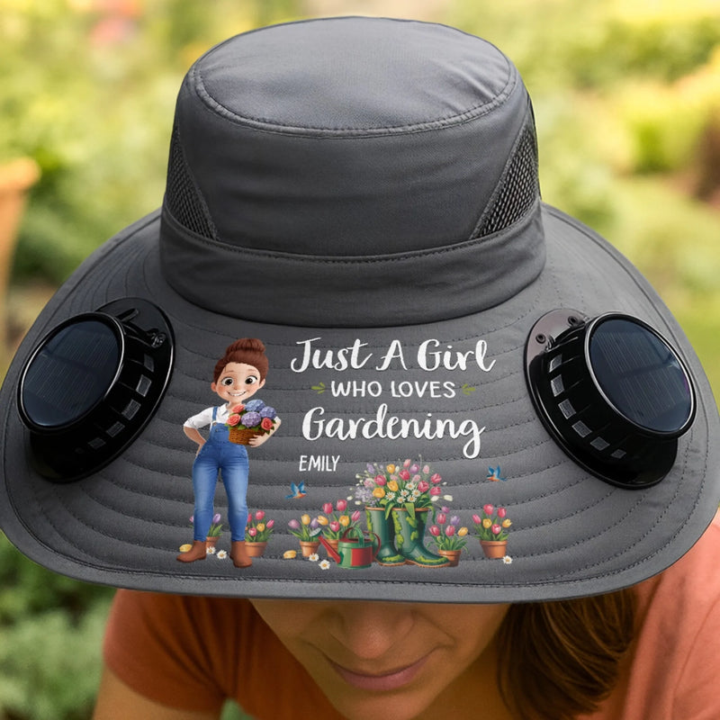 Personalized Hat With Fans Solar Power – Gifts For Gardeners – Her Happy, Blooming Green World