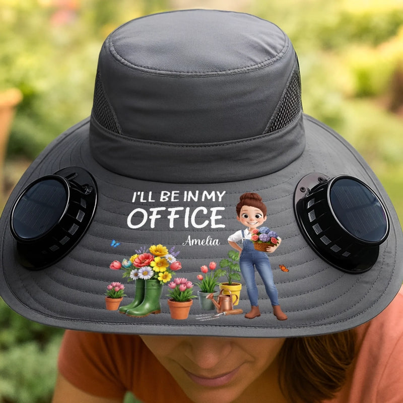 Personalized Hat With Fans Solar Power – Gifts For Gardeners – Heading To My Green Office