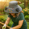 Personalized Hat With Fans Solar Power – Gifts For Gardeners – Heading To My Green Office