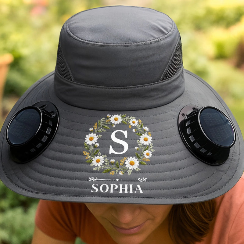 Personalized Hat With Fans Solar Power – Gifts For Gardeners – One Beautiful Moment At Once