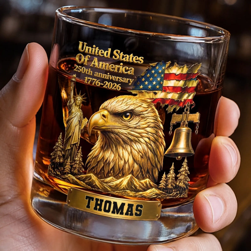 Personalized America 250th Anniversary 11oz Whiskey Glass – Gifts For Men, Women – Raised In Pride
